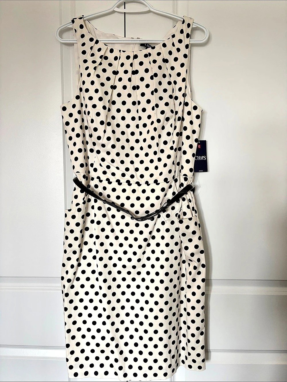 CHAPS Polka Dot Belted Mini Dress Size 16 NWT